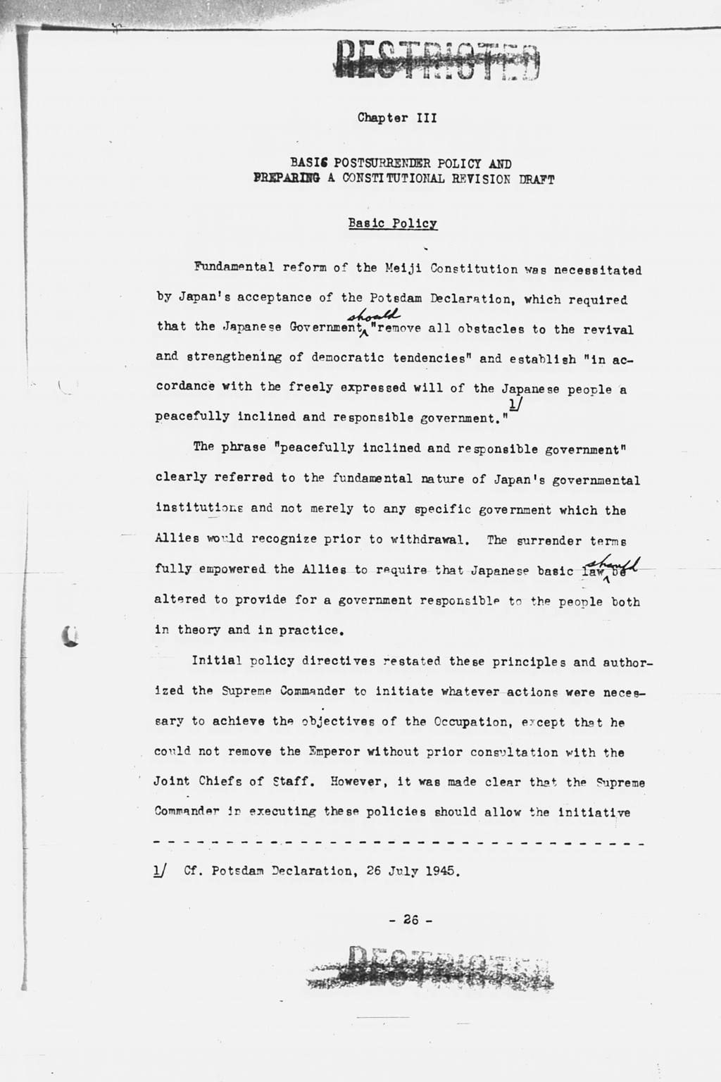 『History of the Non-Military Activities of the Occupation of Japan, 1945 through December 1951, Vol. 7  Constitutional Revision』(拡大画像)