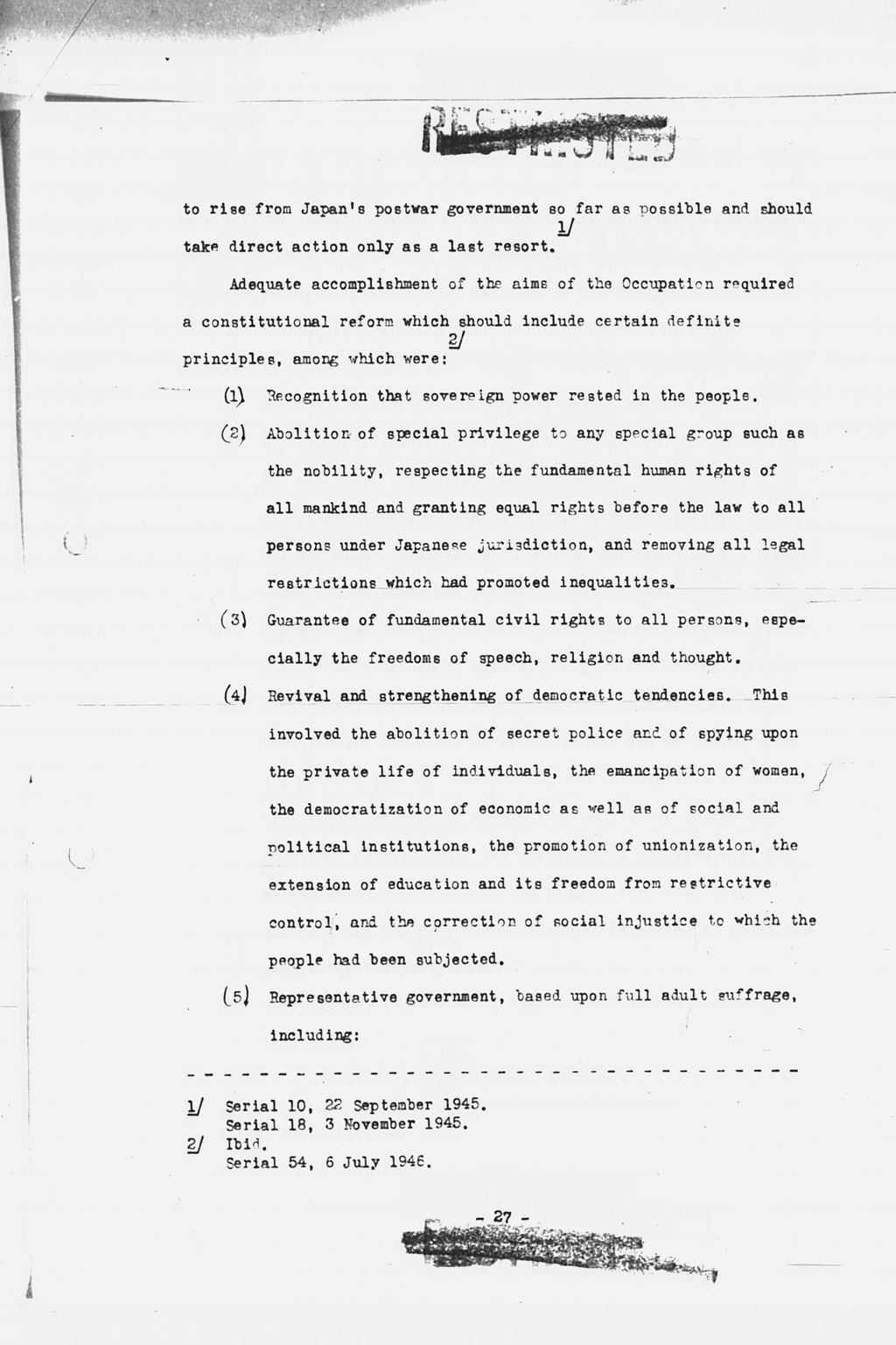 『History of the Non-Military Activities of the Occupation of Japan, 1945 through December 1951, Vol. 7  Constitutional Revision』(拡大画像)