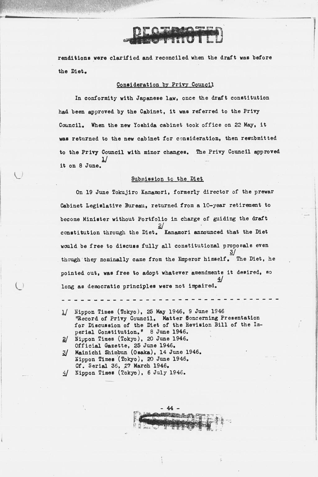 『History of the Non-Military Activities of the Occupation of Japan, 1945 through December 1951, Vol. 7  Constitutional Revision』(拡大画像)