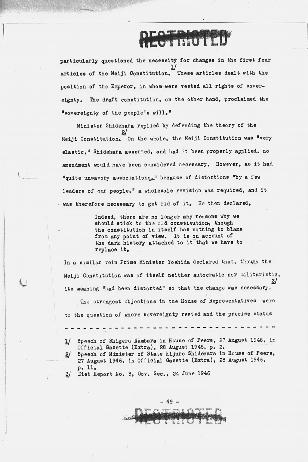 [History of the Non-Military Activities of the Occupation of Japan, 1945 through December 1951, Vol. 7 Constitutional Revision](Larger image)