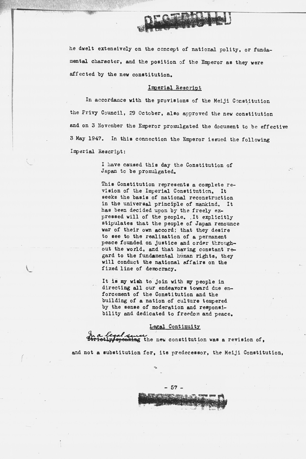 『History of the Non-Military Activities of the Occupation of Japan, 1945 through December 1951, Vol. 7  Constitutional Revision』(拡大画像)