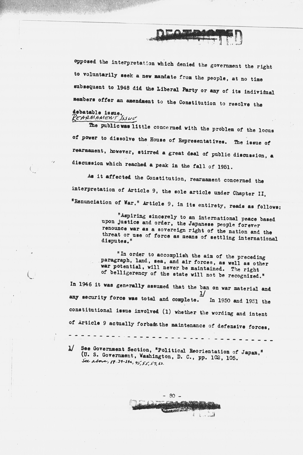 『History of the Non-Military Activities of the Occupation of Japan, 1945 through December 1951, Vol. 7  Constitutional Revision』(拡大画像)