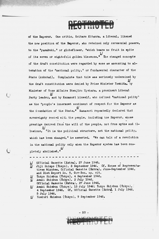 [History of the Non-Military Activities of the Occupation of Japan, 1945 through December 1951, Vol. 7 Constitutional Revision](Regular image)