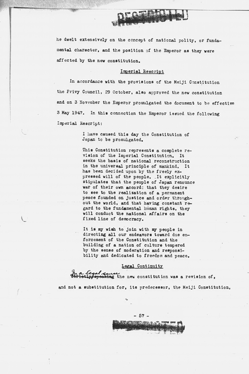 『History of the Non-Military Activities of the Occupation of Japan, 1945 through December 1951, Vol. 7  Constitutional Revision』(標準画像)