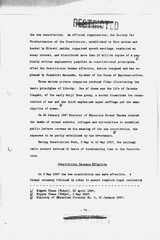 [History of the Non-Military Activities of the Occupation of Japan, 1945 through December 1951, Vol. 7 Constitutional Revision](Regular image)