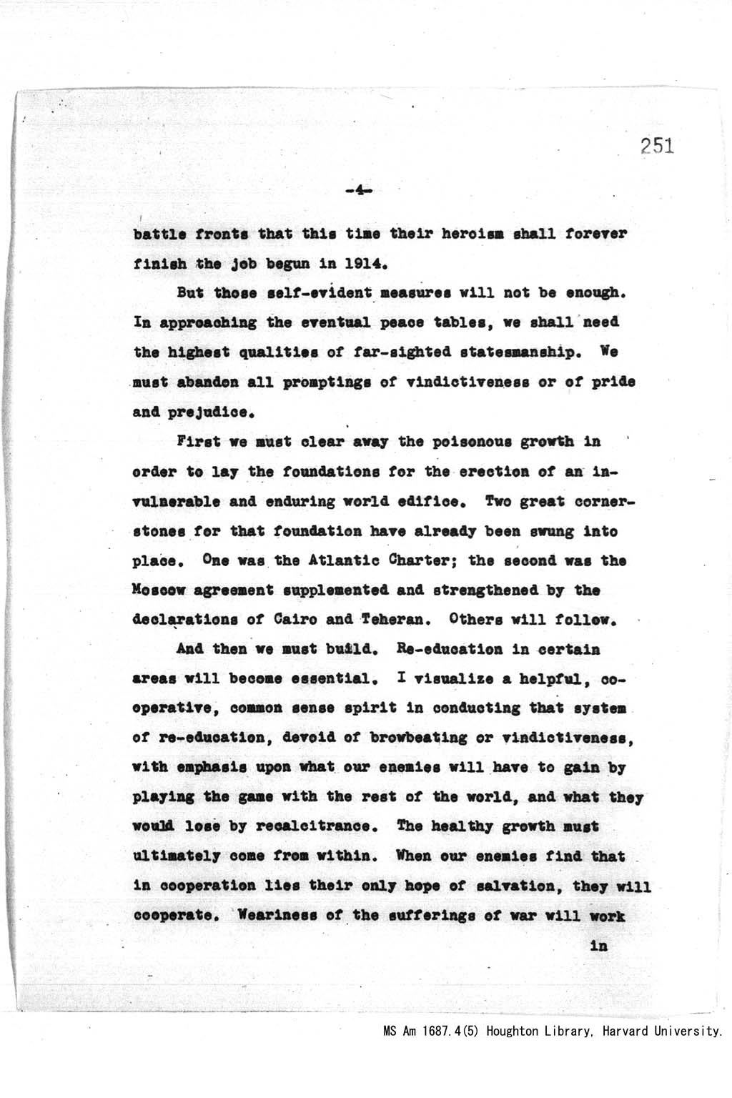 『Address at the Annual Banquet Celebrating the 90th Anniversary of the Illinois Education Association, Chicago, Illinois, at 8:00 p.m., December 29, 1943.』(拡大画像)