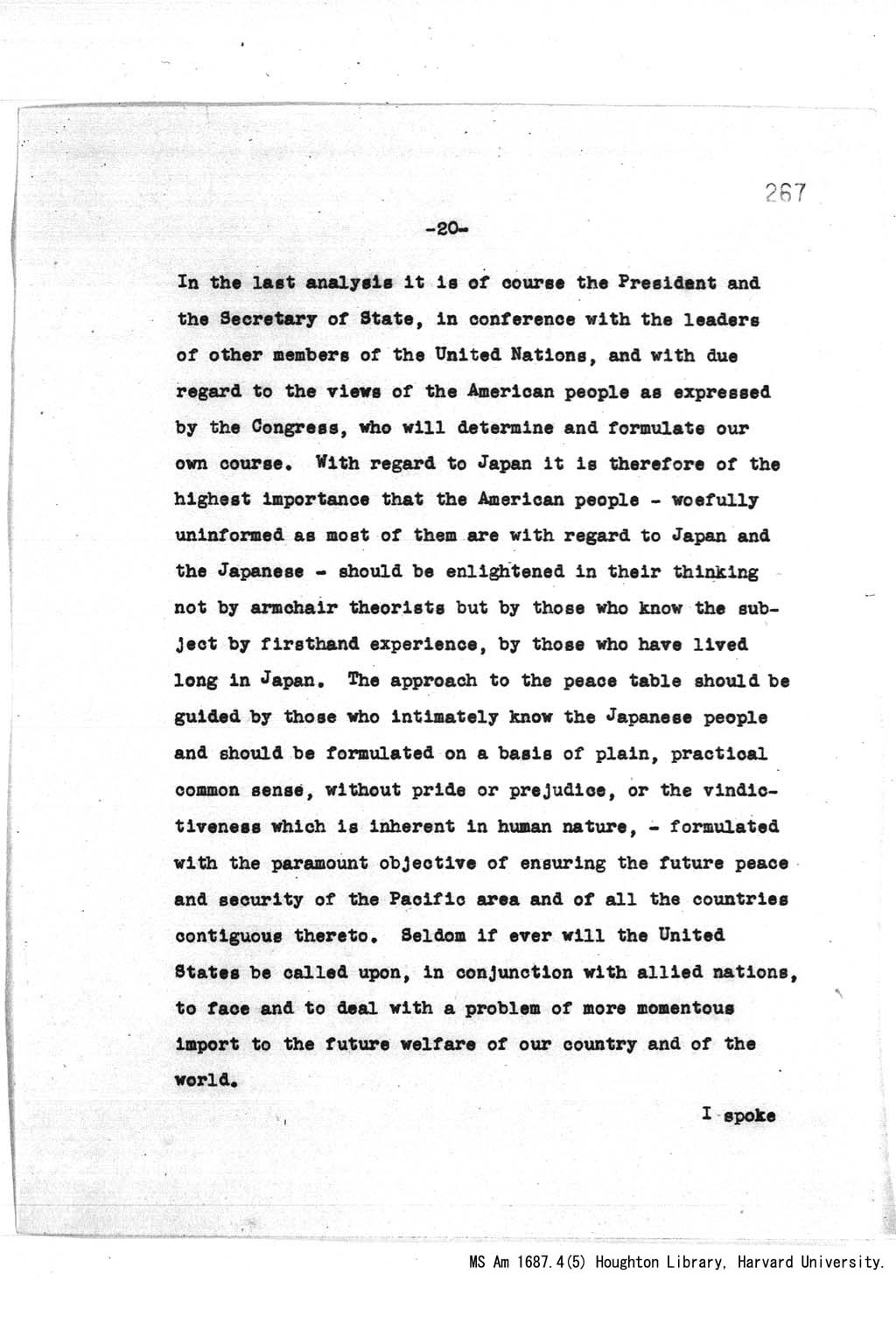 『Address at the Annual Banquet Celebrating the 90th Anniversary of the Illinois Education Association, Chicago, Illinois, at 8:00 p.m., December 29, 1943.』(拡大画像)