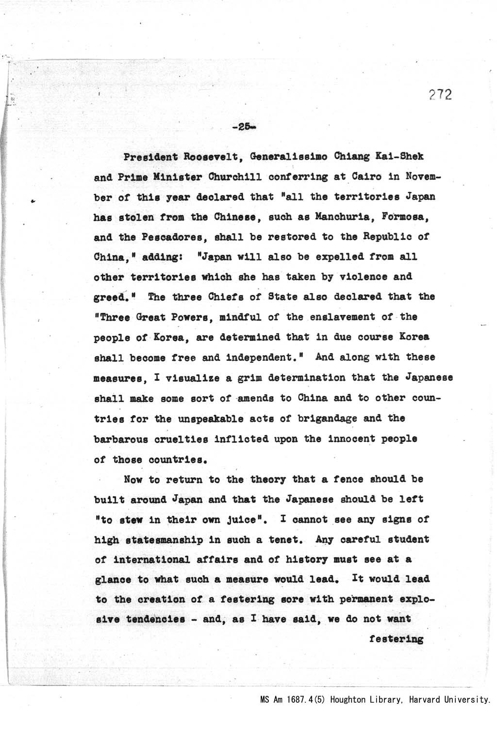 [Address at the Annual Banquet celebrating the 90th Anniversary of the Illinois Education association, Chicago, at 8:00 pm, December 29, 1943](Larger image)