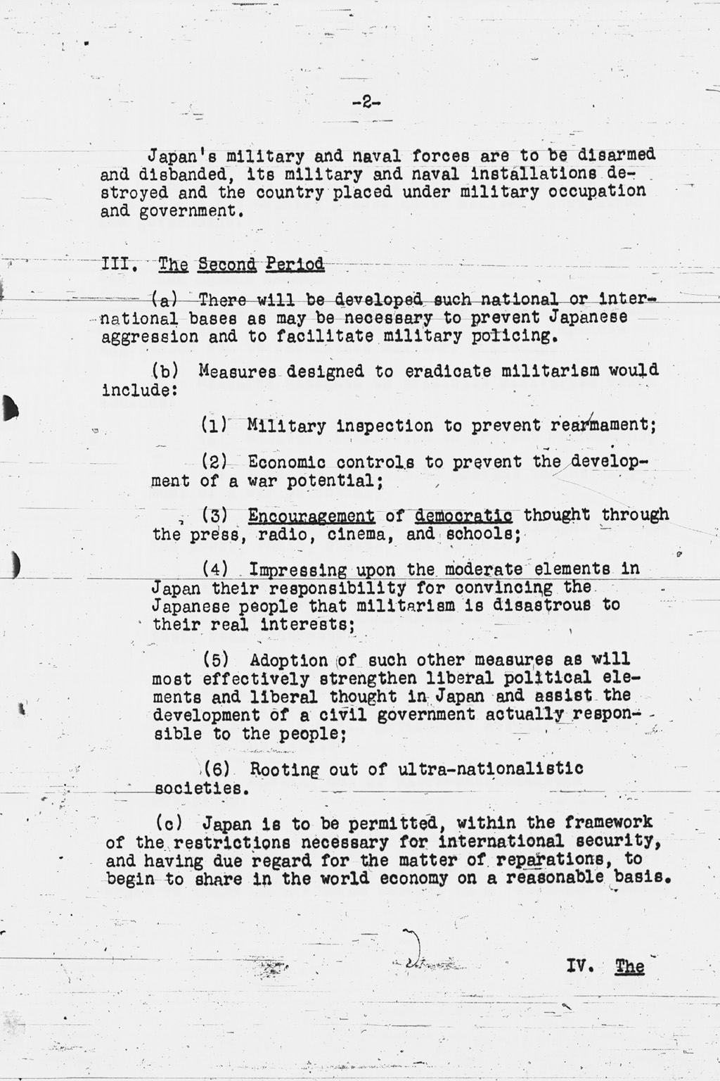 [Japan: The Post-War Objectives of the United States in regard to Japan (PWC108b, CAC116b)](Larger image)