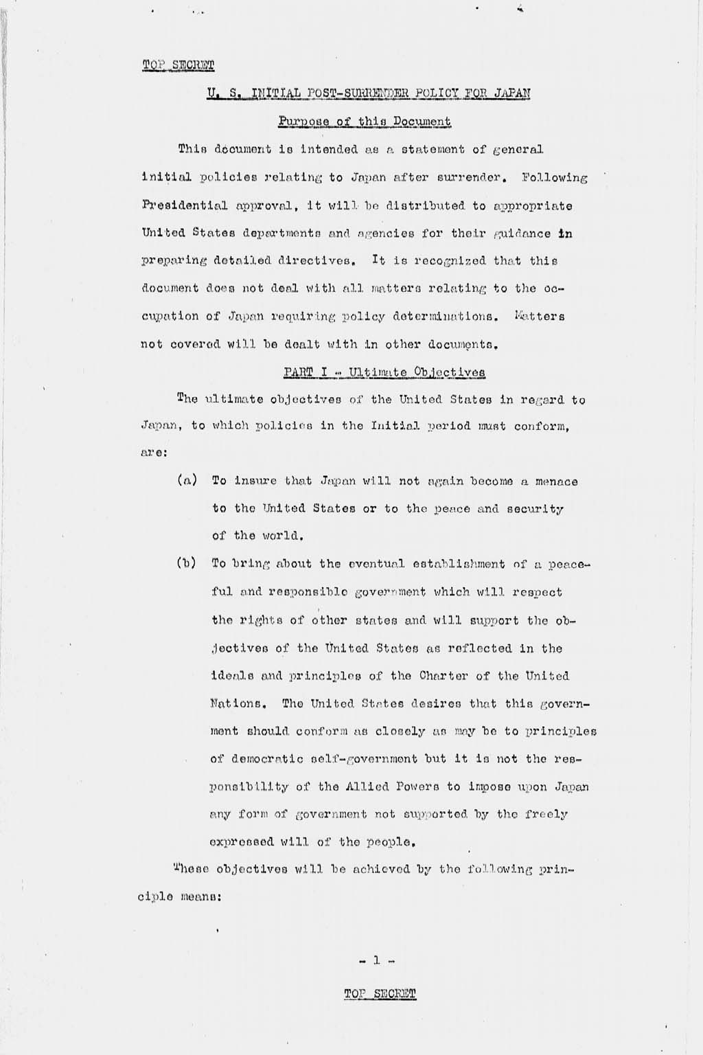 [U.S. Initial Post-Surrender Policy for Japan (SWNCC150/3)](Larger image)