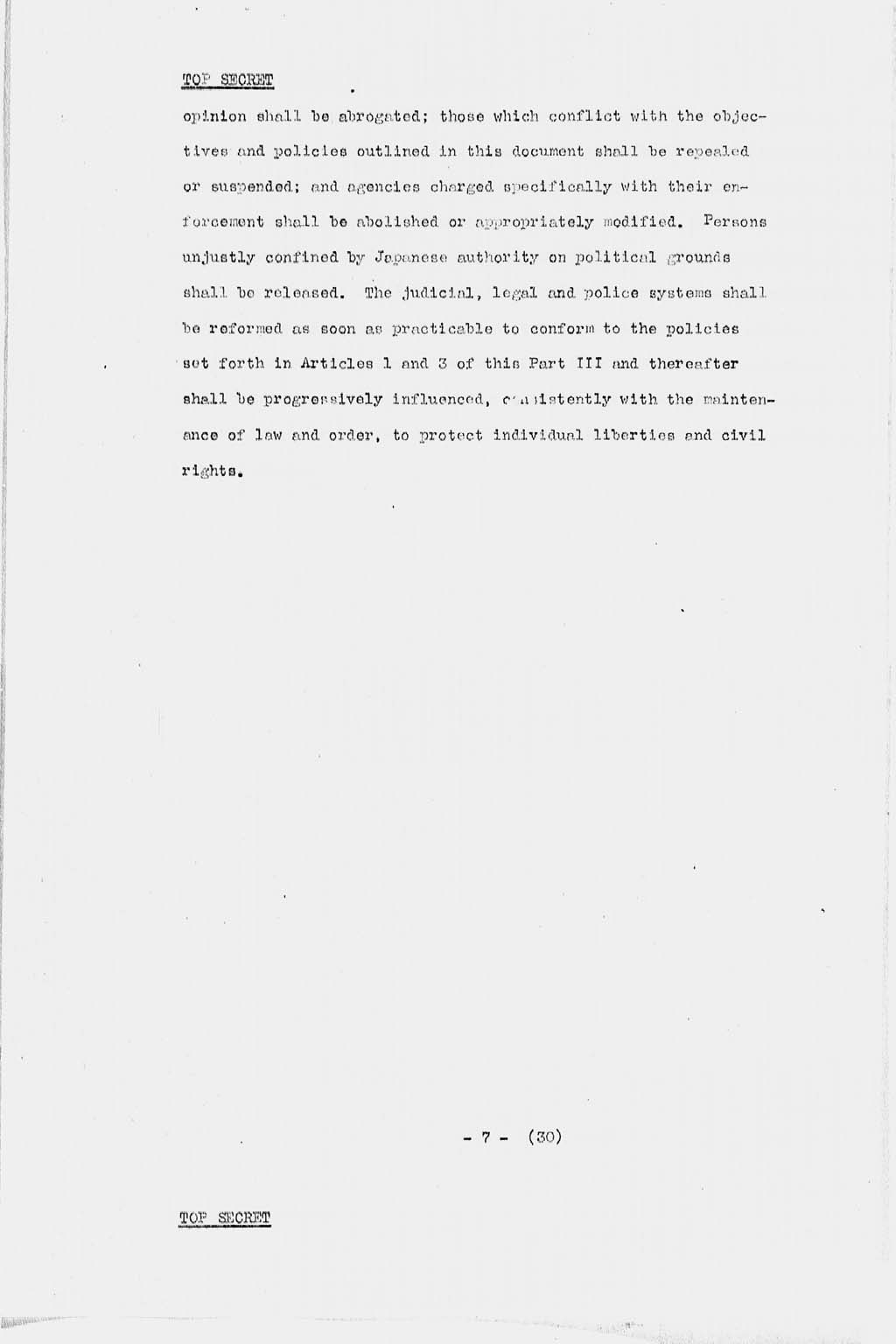 『U.S. Initial Post-Surrender Policy for Japan (SWNCC150/3)』(拡大画像)