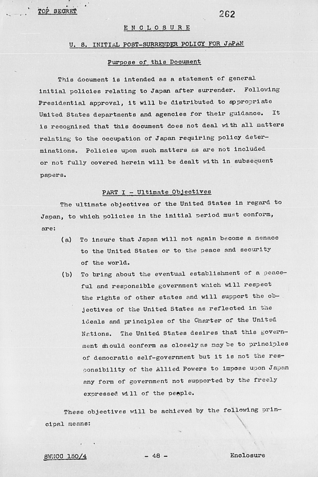 [United States Initial Post-Surrender Policy for Japan (SWNCC150/4)](Larger image)