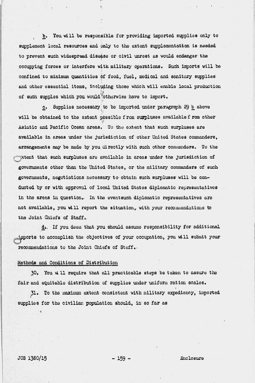 『Basic Initial Post Surrender Directive to Supreme Commander for the Allied Powers for the Occupation and Control of Japan (JCS1380/15)』(拡大画像)