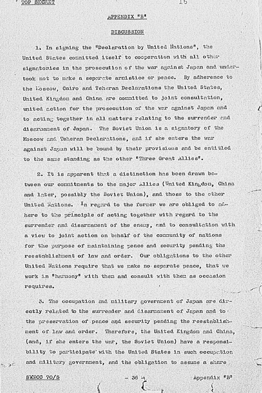 『Memorandum for the President, Subject: National Composition of Forces to Occupy Japan Proper to the Post-Defeat Period』(標準画像)