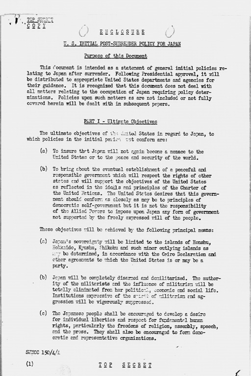 『U.S. Initial Post-Surrender Policy for Japan  (SWNCC150/4/A)』(標準画像)