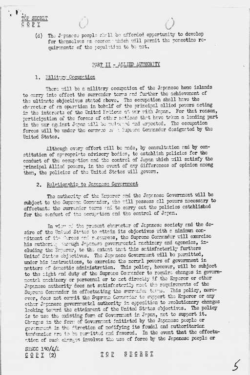 『U.S. Initial Post-Surrender Policy for Japan  (SWNCC150/4/A)』(標準画像)