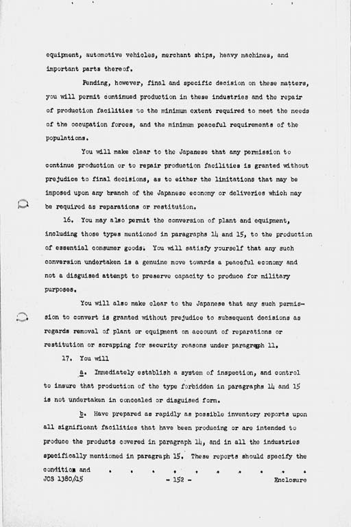 『Basic Initial Post Surrender Directive to Supreme Commander for the Allied Powers for the Occupation and Control of Japan (JCS1380/15)』(標準画像)