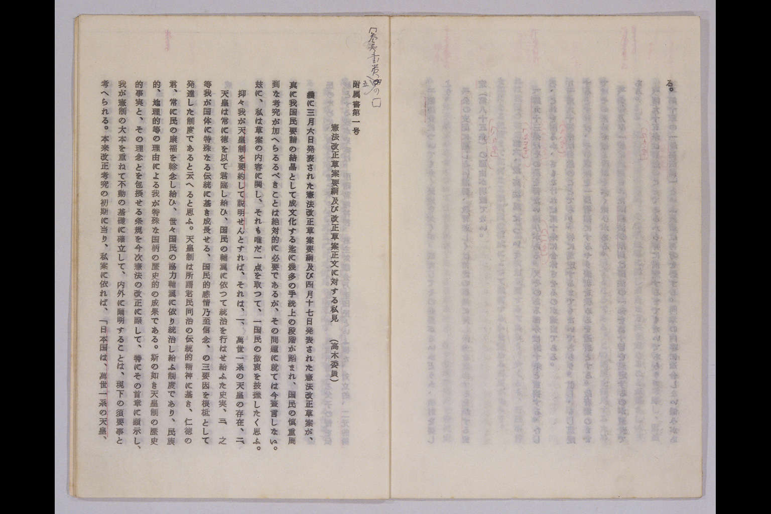 『東京帝国大学憲法研究委員会報告書』(拡大画像)