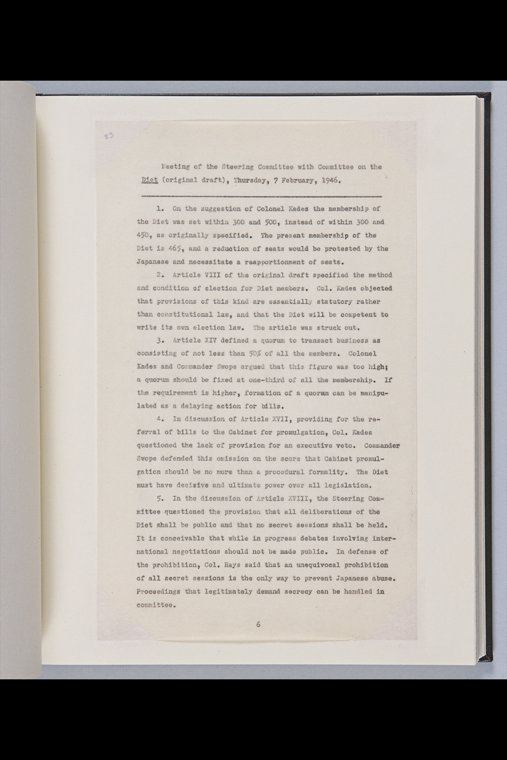 [Ellerman Notes on Minutes of Government Section, Public Administration Division Meetings and Steering Committee Meetings between 5 February and 12 February inclusive](Larger image)