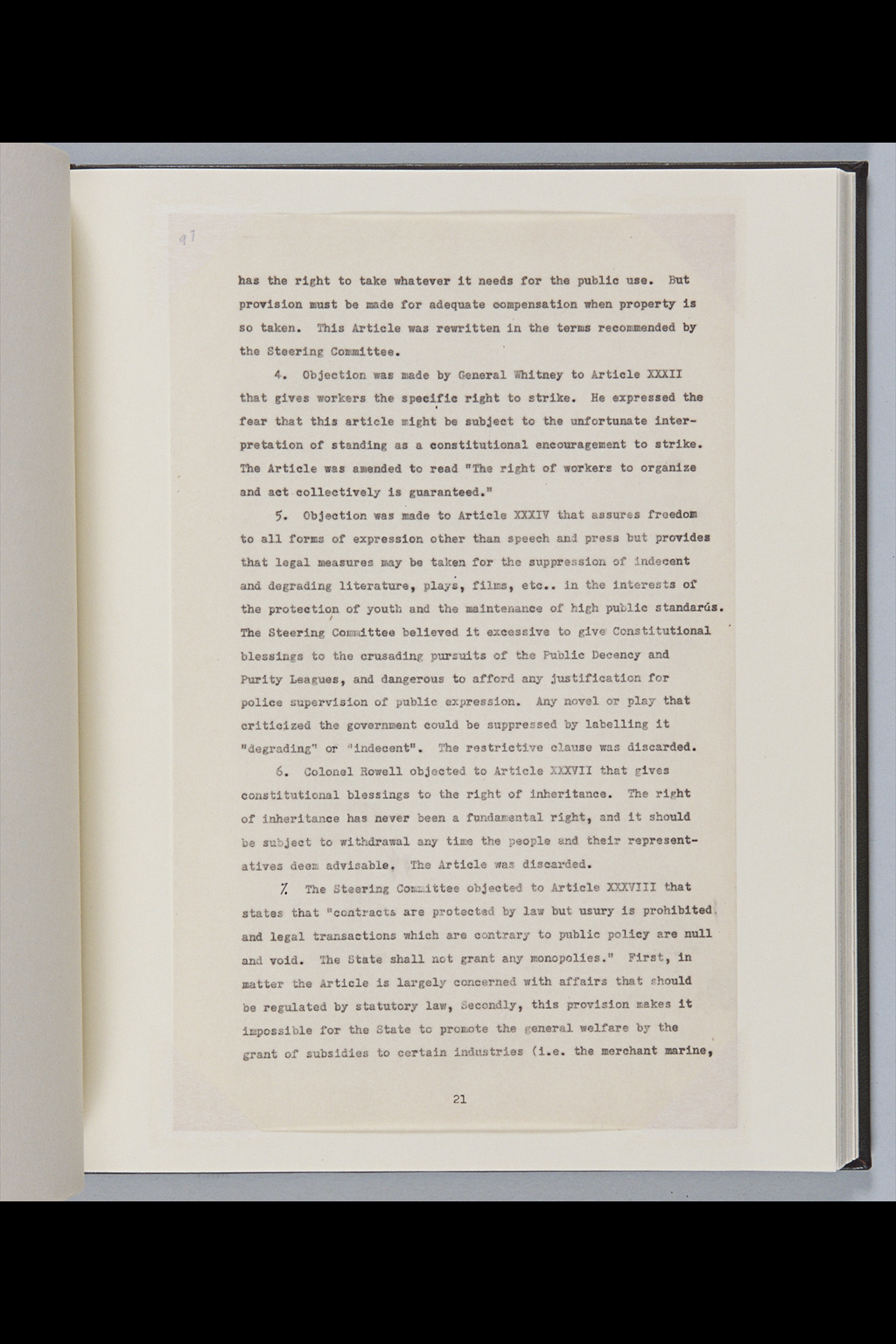 『［Ellerman Notes on Minutes of Government Section, Public Administration Division Meetings and Steering Committee Meetings between 5 February and 12 February inclusive］』(拡大画像)