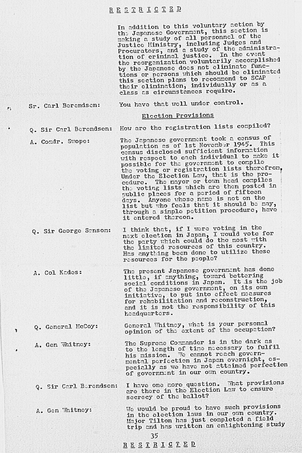 [Report of Government Section to Far Eastern Commission Government Section Meeting with Far Eastern Commission](Larger image)