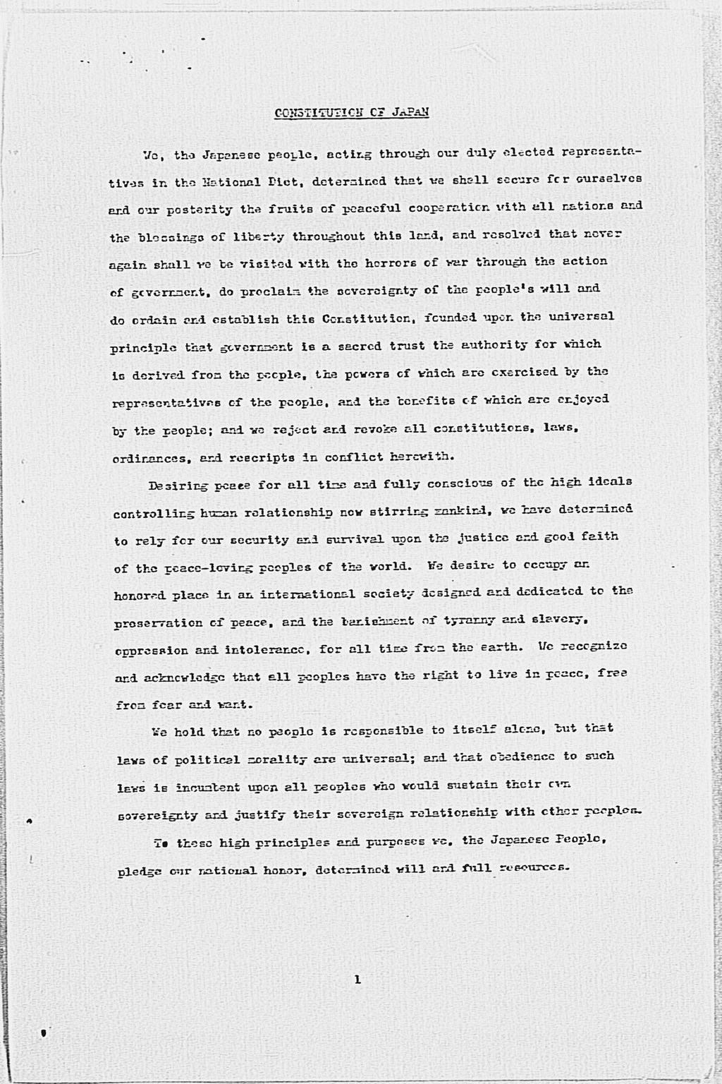 [Max W. Bishop to the Secretary of State, Subject: Japanese Government's Draft Constitution](Larger image)