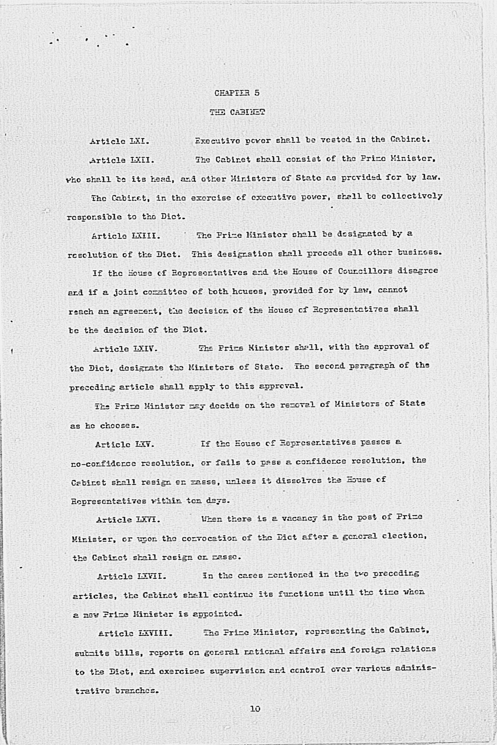 [Max W. Bishop to the Secretary of State, Subject: Japanese Government's Draft Constitution](Larger image)