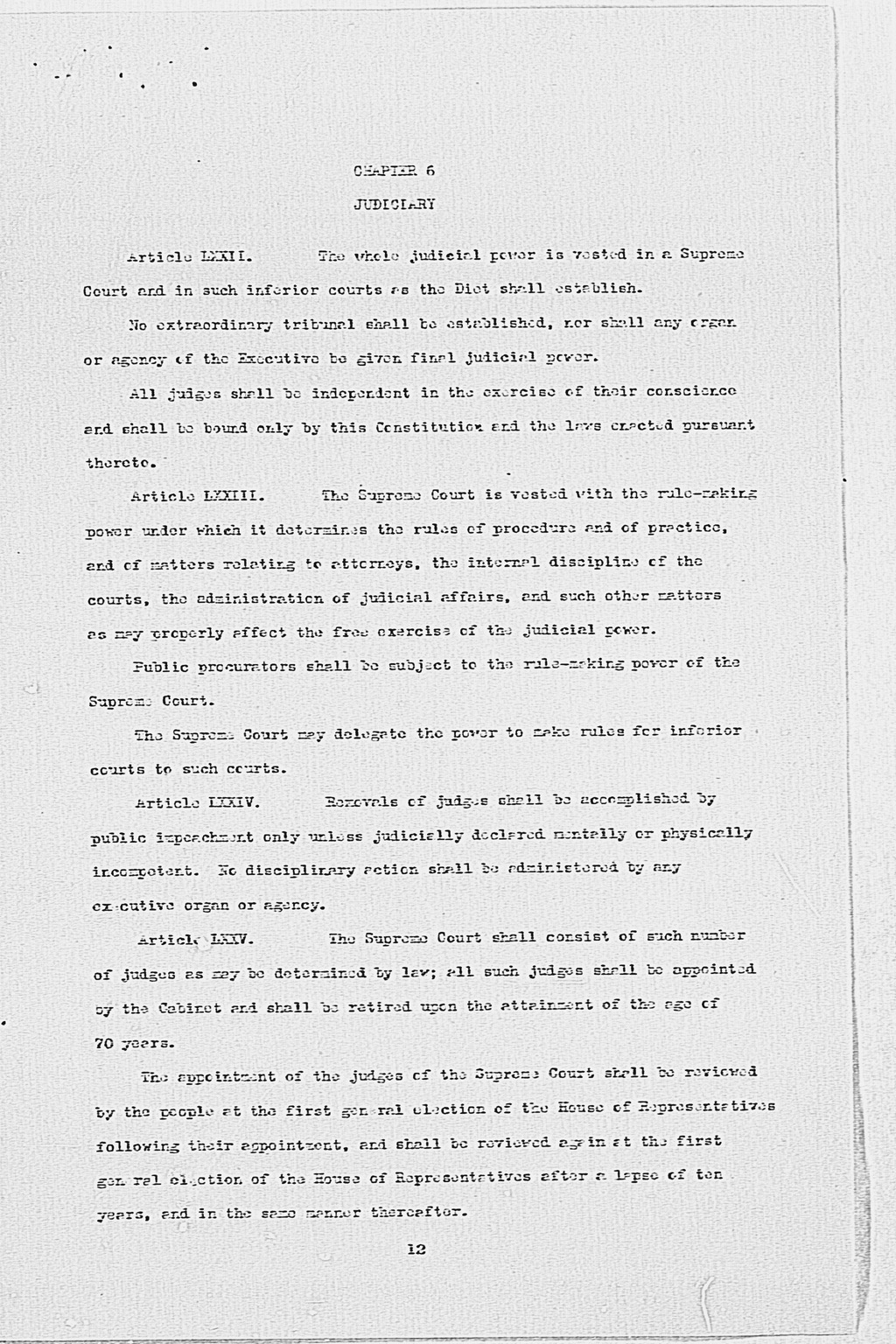 [Max W. Bishop to the Secretary of State, Subject: Japanese Government's Draft Constitution](Larger image)