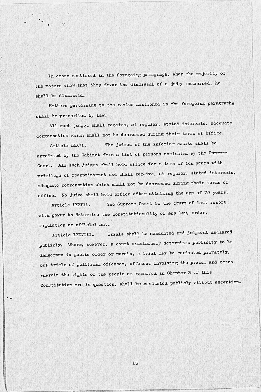 [Max W. Bishop to the Secretary of State, Subject: Japanese Government's Draft Constitution](Larger image)