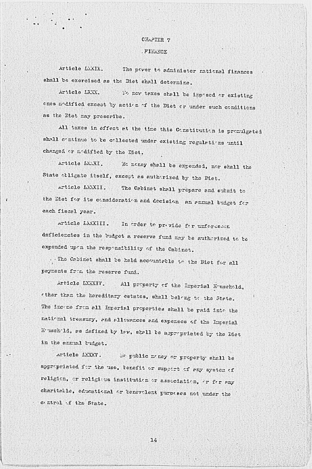 [Max W. Bishop to the Secretary of State, Subject: Japanese Government's Draft Constitution](Larger image)