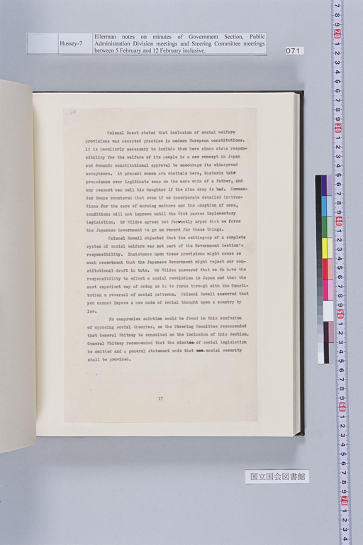 『［Ellerman Notes on Minutes of Government Section, Public Administration Division Meetings and Steering Committee Meetings between 5 February and 12 February inclusive］』(標準画像)