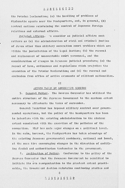 [Report of Government Section to Far Eastern Commission Government Section Meeting with Far Eastern Commission](Regular image)