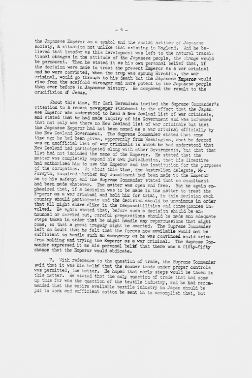 [Memorandum of Interview with General of the Army Douglas MacArthur Held on January 29, 1946](Regular image)