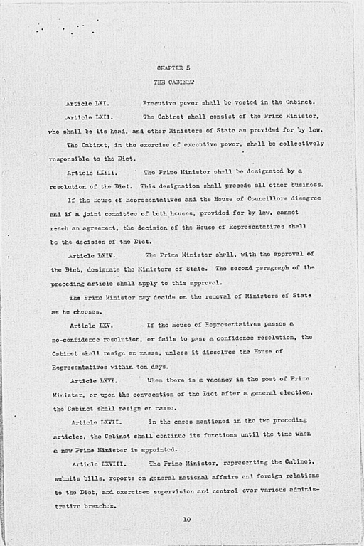 [Max W. Bishop to the Secretary of State, Subject: Japanese Government's Draft Constitution](Regular image)