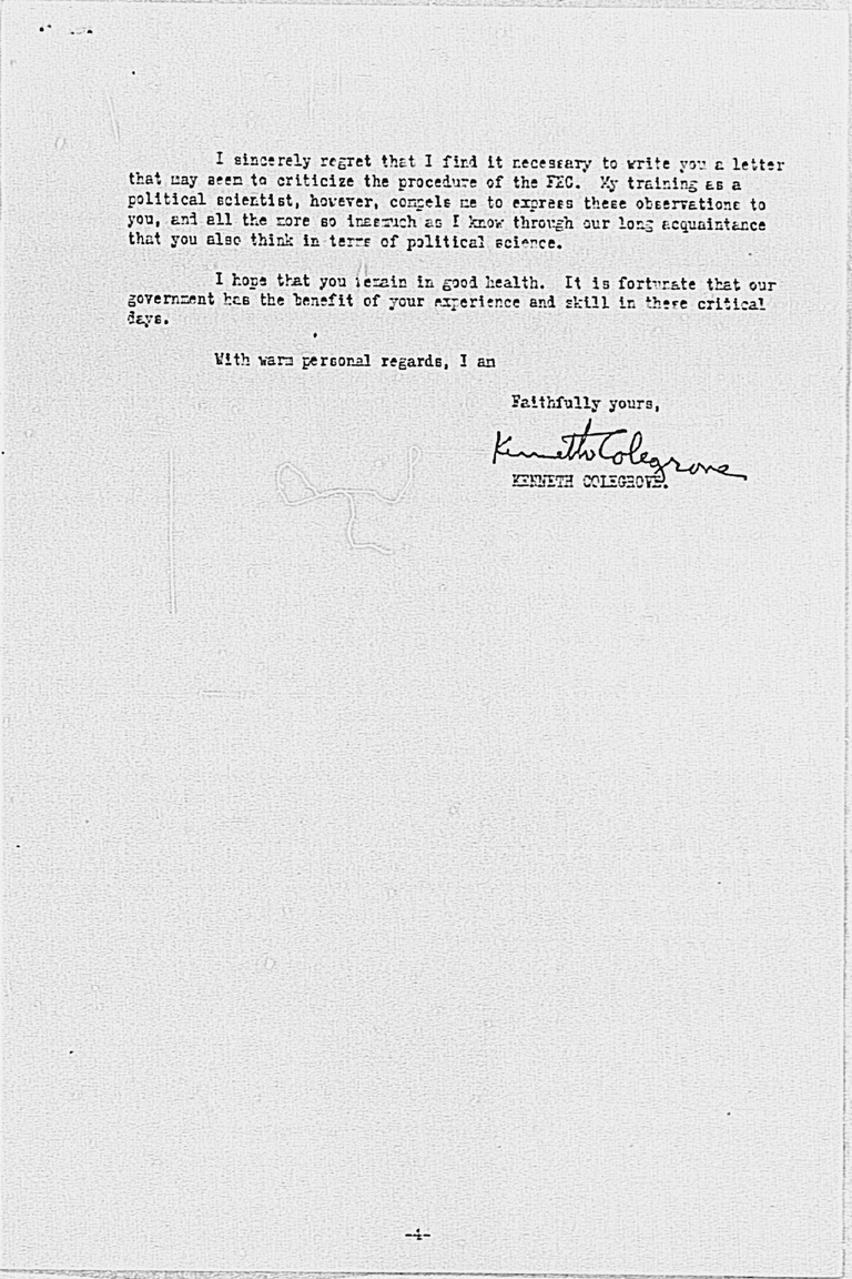 『Letter from Kenneth Colegrove to General Frank R. McCoy, dated 26 April 1946』(標準画像)