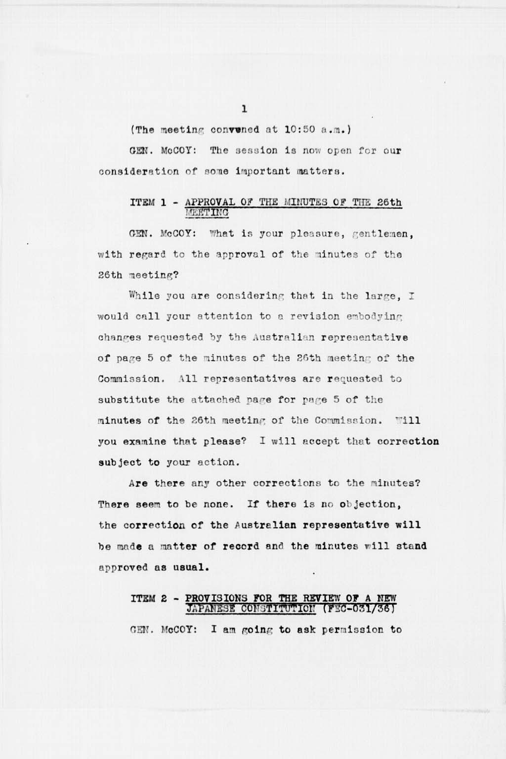 『Transcript of Twenty-Seventh Meeting of the Far Eastern Commission, Held in Main Conference Room, 2516 Massachusetts Avenue, N.W., Saturday, September 21, 1946』(拡大画像)