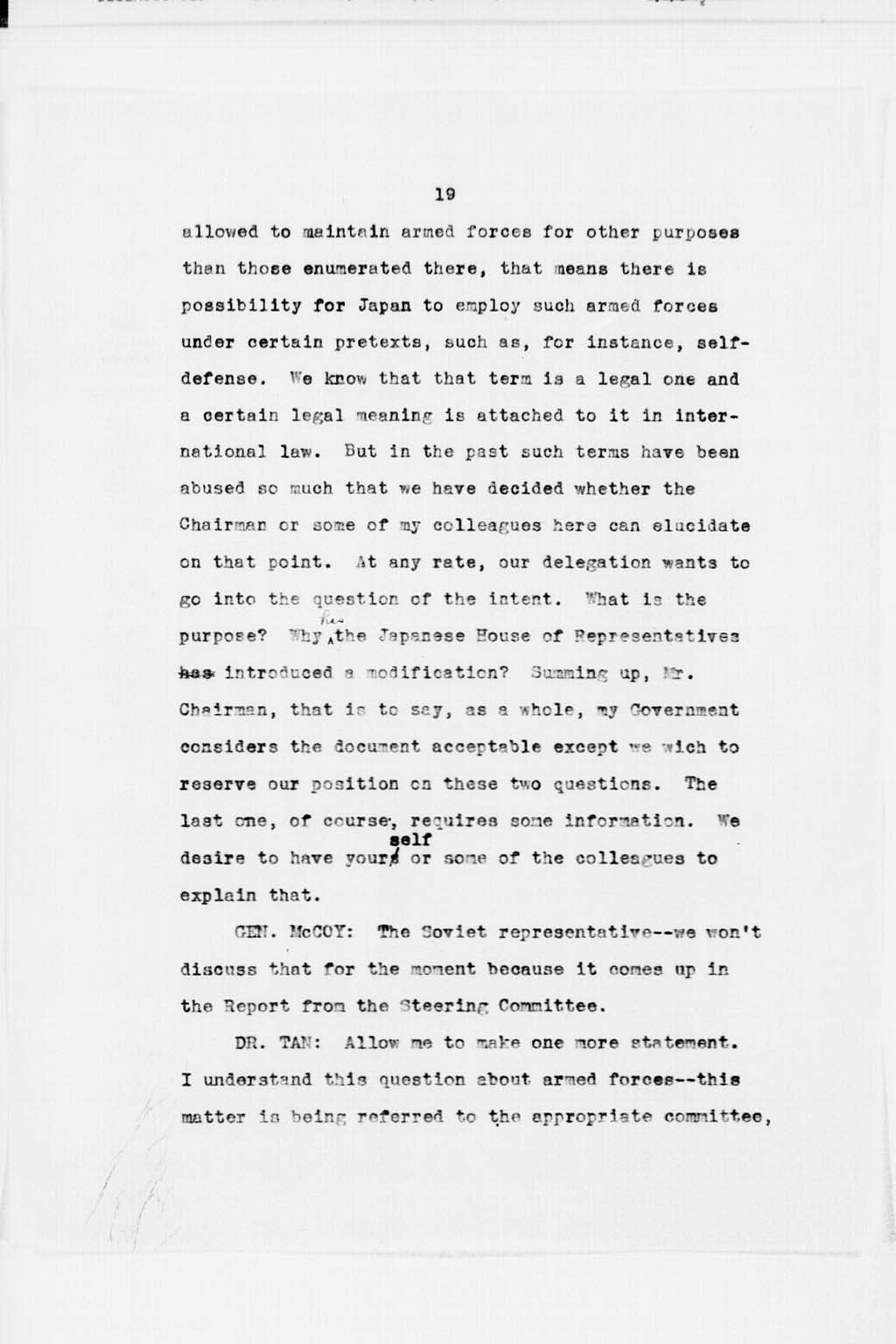 『Transcript of Twenty-Seventh Meeting of the Far Eastern Commission, Held in Main Conference Room, 2516 Massachusetts Avenue, N.W., Saturday, September 21, 1946』(拡大画像)