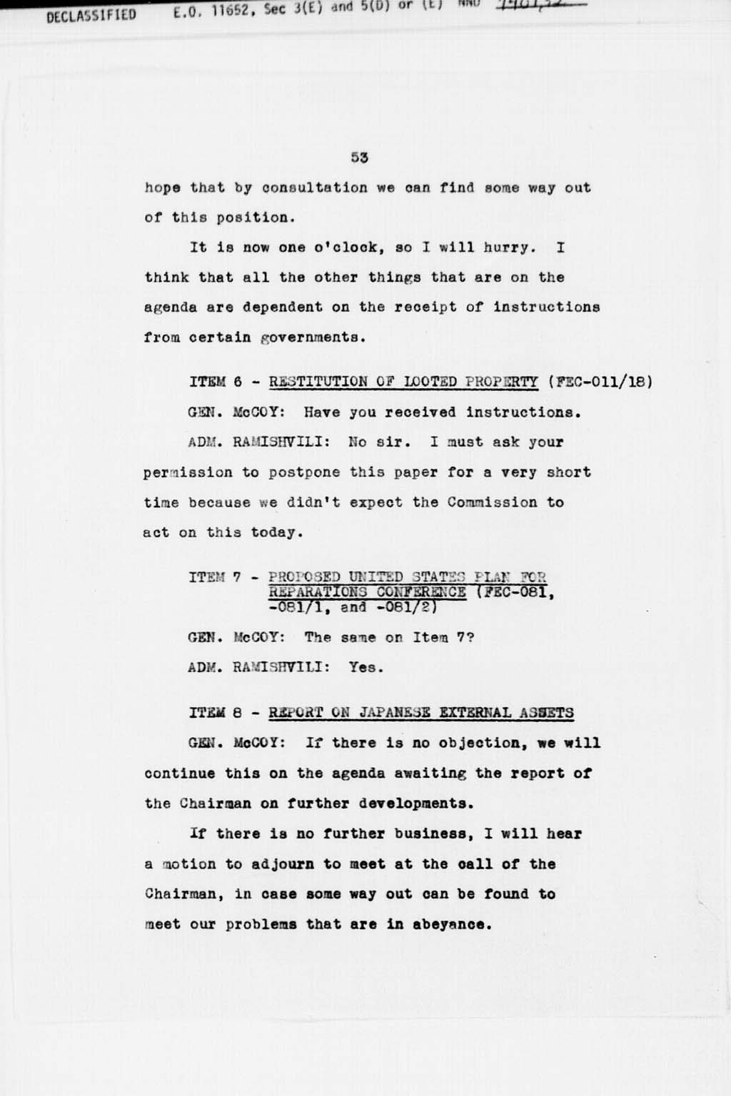 『Transcript of Twenty-Seventh Meeting of the Far Eastern Commission, Held in Main Conference Room, 2516 Massachusetts Avenue, N.W., Saturday, September 21, 1946』(拡大画像)