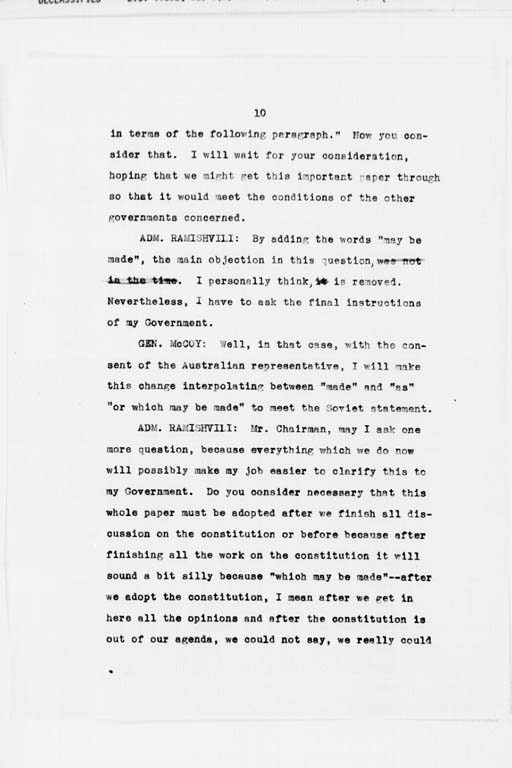 [Transcript of Twenty-Seventh Meeting of the Far Eastern Commission, Held in Main Conference Room, 2516 Massachusetts Avenue, N.W., Saturday, September 21, 1946](Regular image)