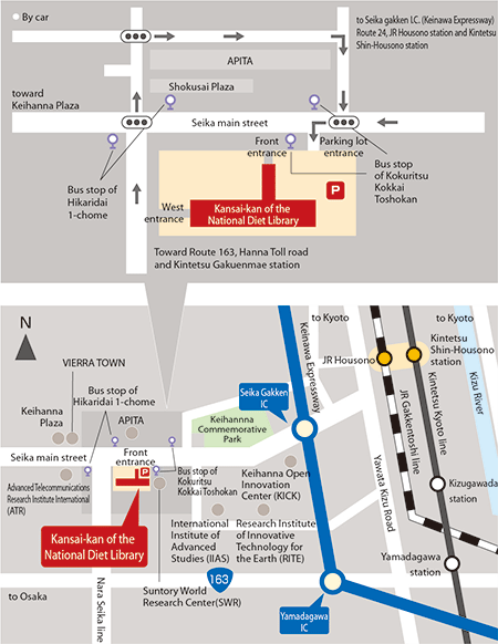 Map of the area around the library. See below