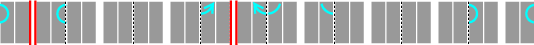 Pattern B' ; watermark appears on 1r, 1v, 4r, 4v, 5r, 5v, 8r and 8v (left part and right part switch their positions from pattern B as of the centerline)