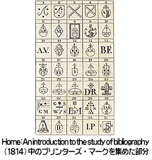 Horne: An introduction to the study of bibliography (1814) 中のプリンターズ・マークを集めた部分