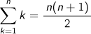 k=1Σnk=n(n+1)/2