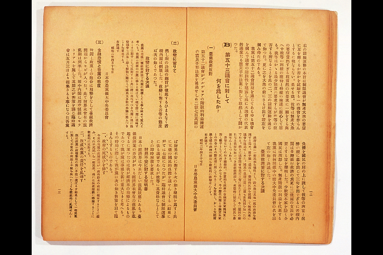 Measure and Report of the Japan Ronoto Party Headquarters, Presented at Its First National Convention(larger)