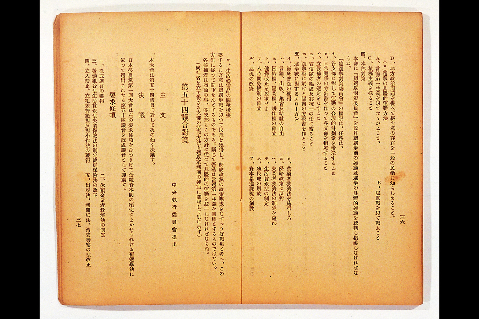 Measure and Report of the Japan Ronoto Party Headquarters, Presented at Its First National Convention(larger)