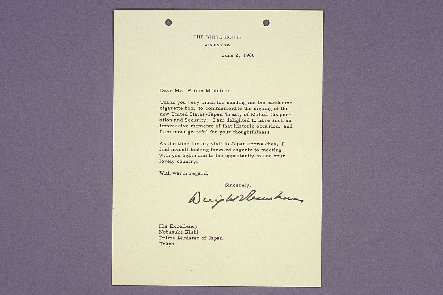 Letter from EISENHOWER to KISHI Nobusuke (larger)