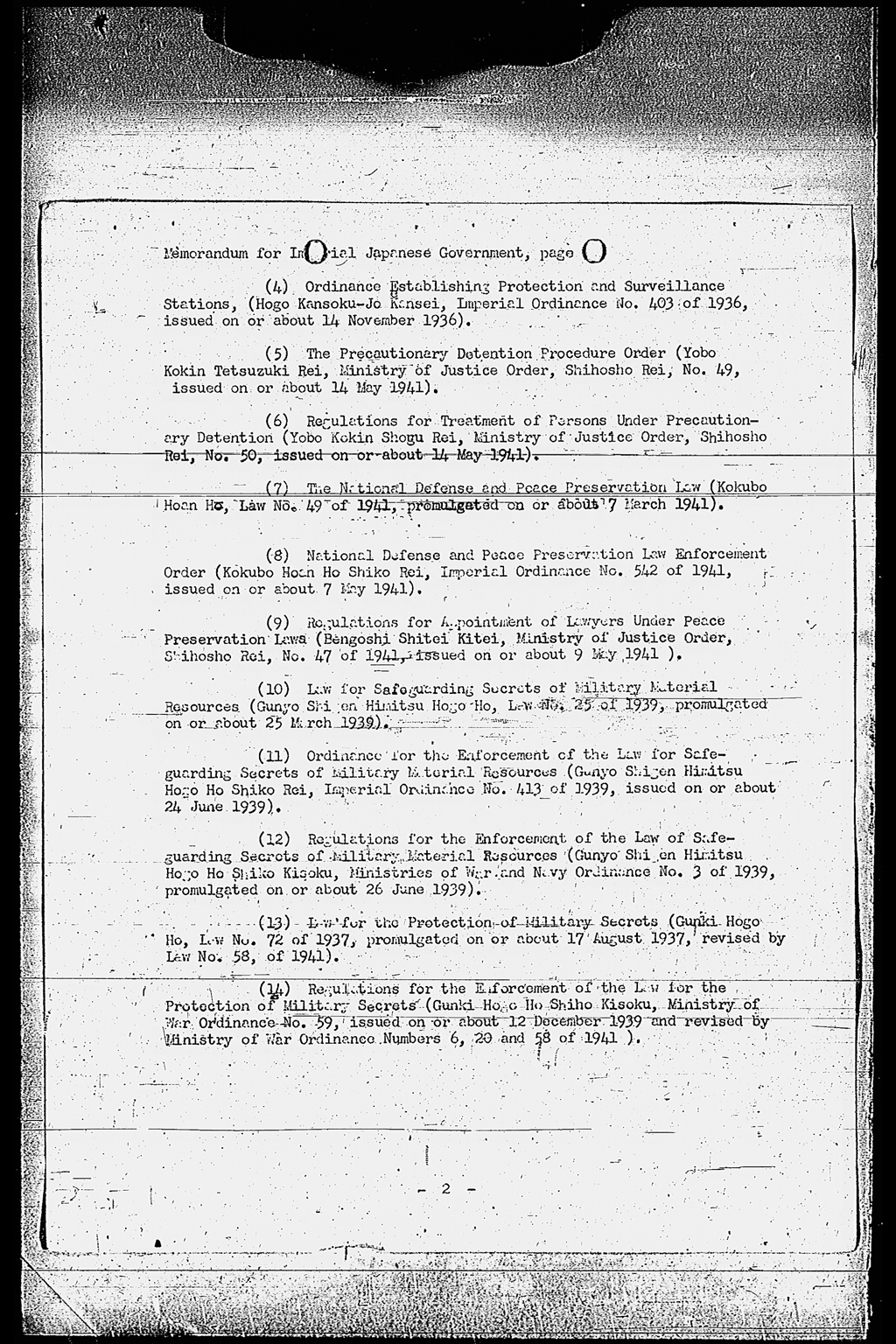 Memorandum for: Imperial Japanese Government. Through: Central Liaison Office, Tokyo. Subject: Removal of Restrictions on Political, Civil, and Religious Liberties.(SCAPIN-93)(larger)