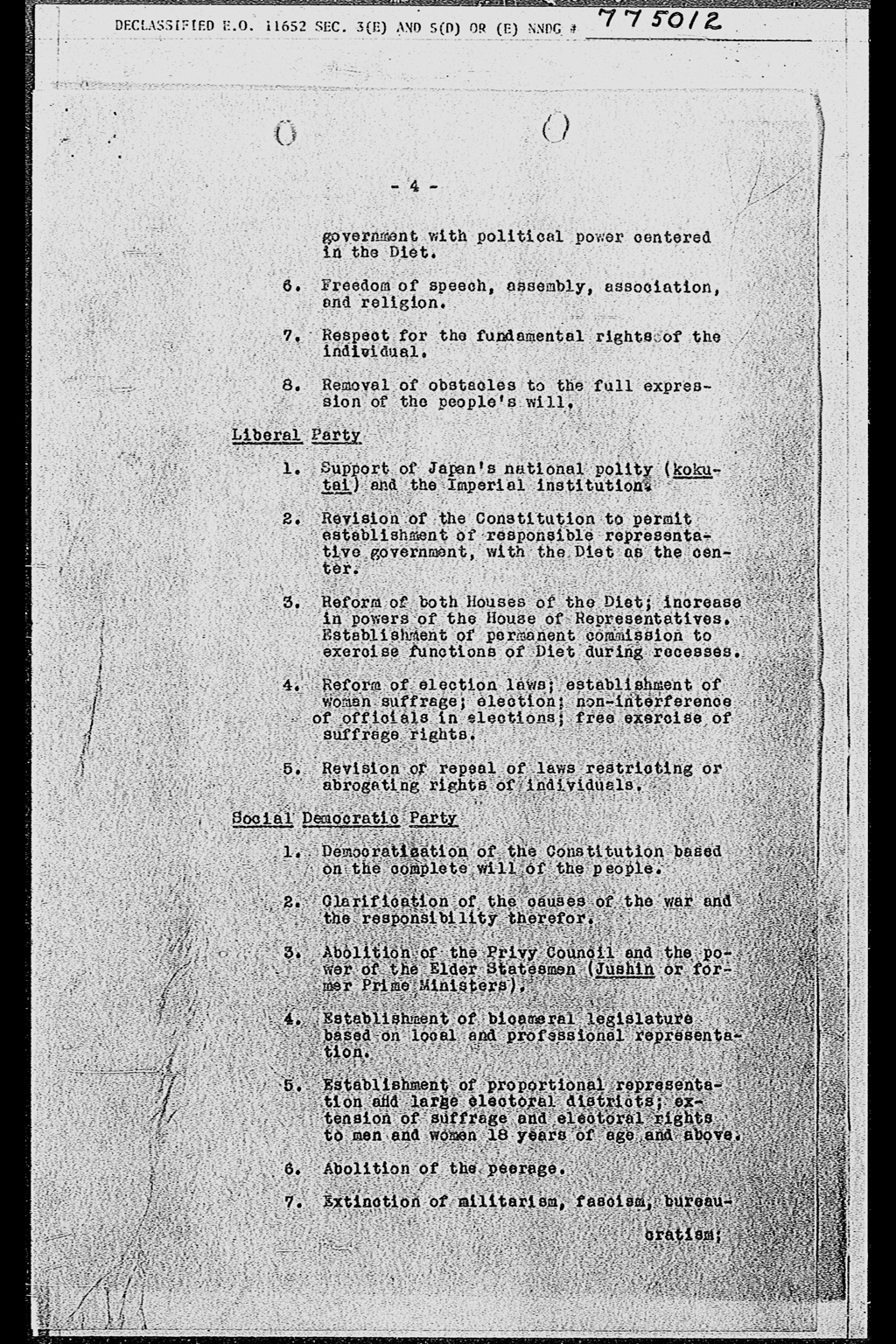 Political Parties in Japan: Developments during the Week Ending 17 November 1945(larger)