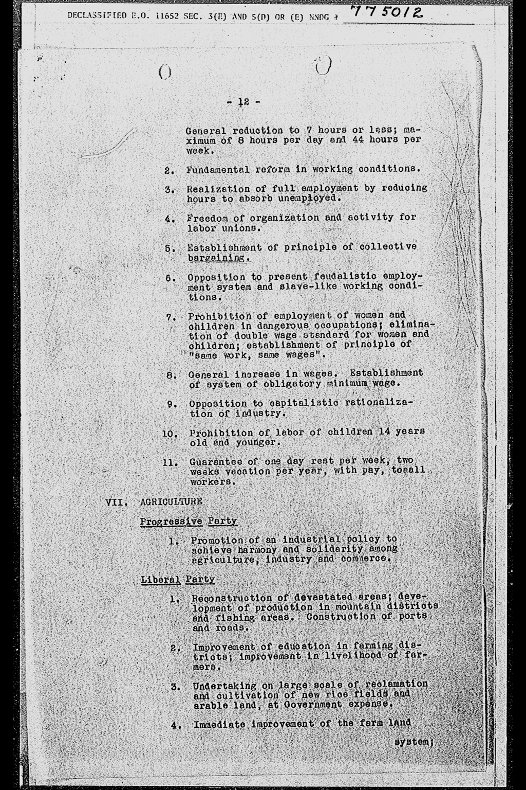 Political Parties in Japan: Developments during the Week Ending 17 November 1945(larger)