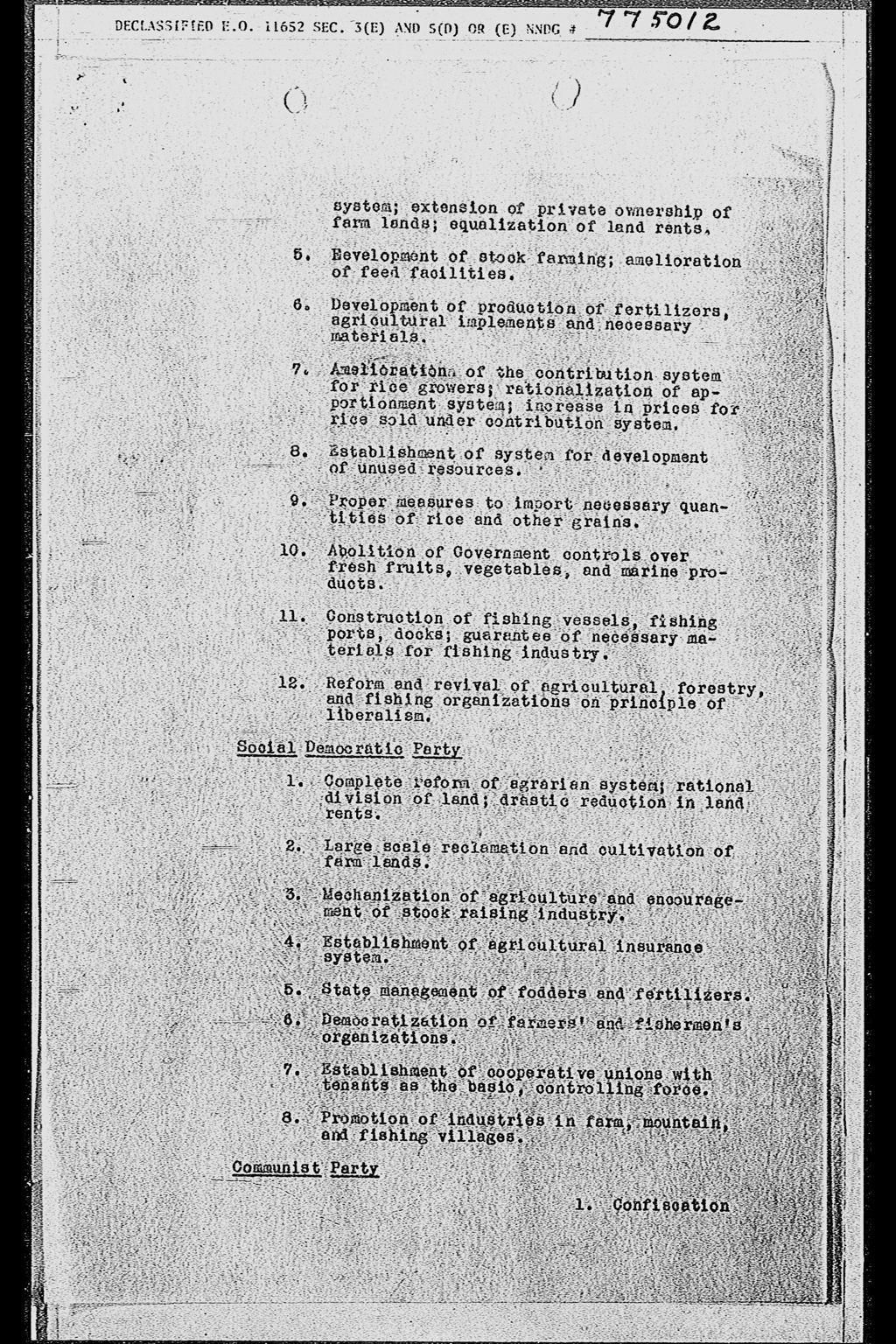 Political Parties in Japan: Developments during the Week Ending 17 November 1945(larger)